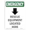 Signmission OSHA Emergency Sign, 24" H, Aluminum, Rescue Equipment Located Here, Portrait, EM-A-1824-V-10537 OS-EM-A-1824-V-10537 - alternate 1